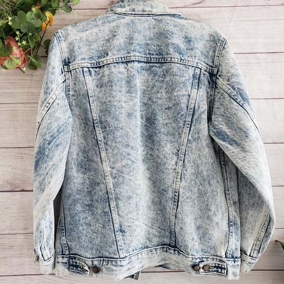 Vintage 80s Stone Wash Denim Button Up Jacket - Picture 2 of 8
